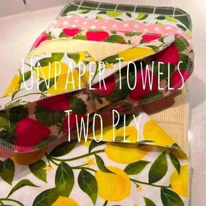 Unpaper Towels Flannel Towels Reusable Napkins Handmade‎ Fruit NEW NWT